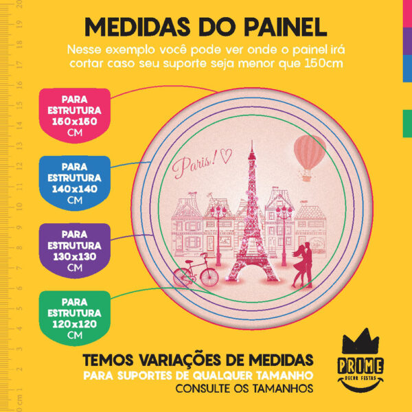 Kit Casado Paris Painel Redondo Trio Capas Cilindro Retangular Vertical Em Tecido - Image 4
