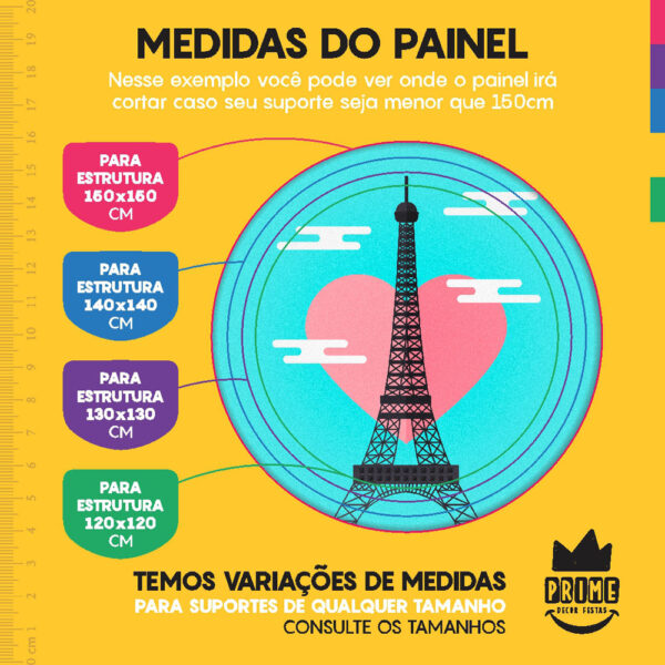 Kit Casado Paris Painel Redondo Trio Capas Cilindro Retangular Vertical Em Tecido - Image 4