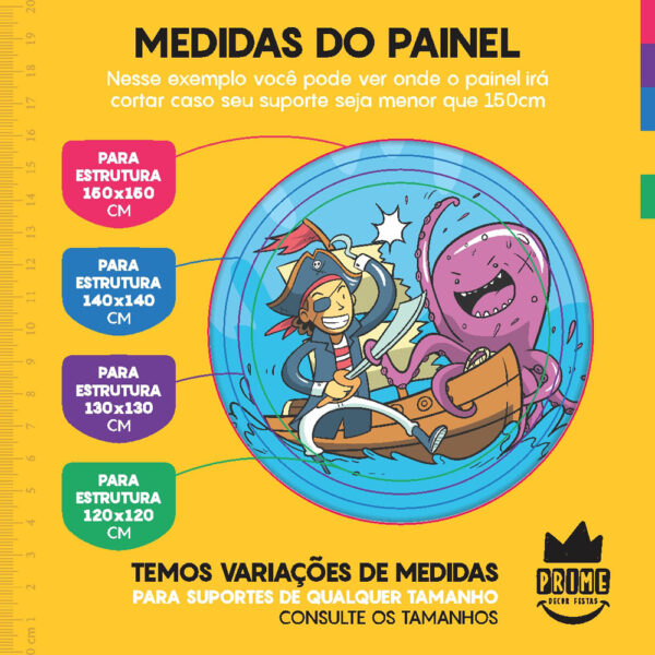 Kit Casado Pirata Painel Redondo Trio Capas Cilindro Retangular Vertical Em Tecido - Image 4
