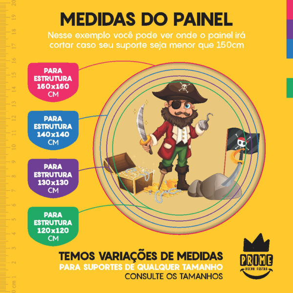 Kit Casado Pirata Painel Redondo Trio Capas Cilindro Retangular Vertical Em Tecido - Image 4