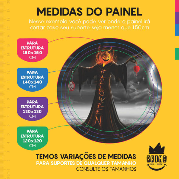 Kit Casado Halloween Painel Redondo Trio Capas Cilindro Retangular Vertical Em Tecido - Image 4