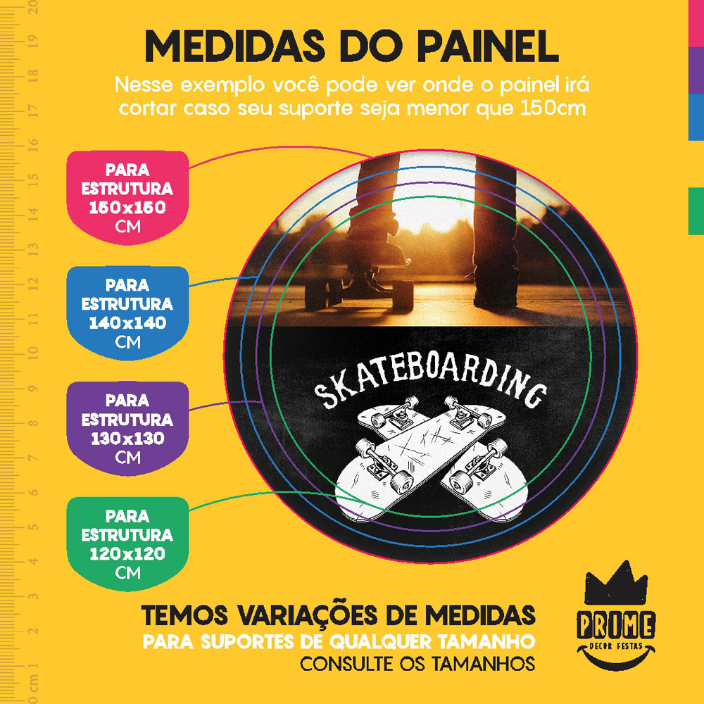 Kit Casado Skate Painel Redondo Trio Capas Cilindro Retangular Vertical Em Tecido - Imagem 4