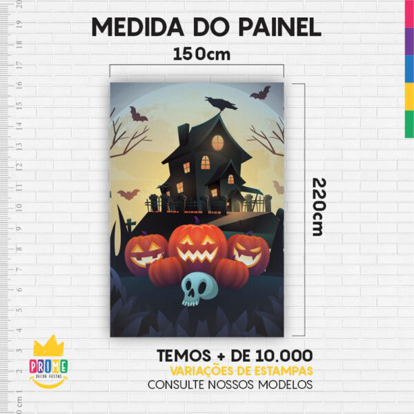 Kit Casado Halloween Painel Redondo Trio Capas Cilindro Retangular Vertical Em Tecido - Image 5