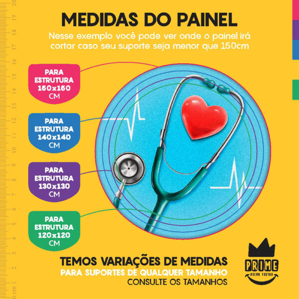 Kit Casado Medicina Painel Redondo Trio Capas Cilindro Retangular Vertical Em Tecido - Image 4