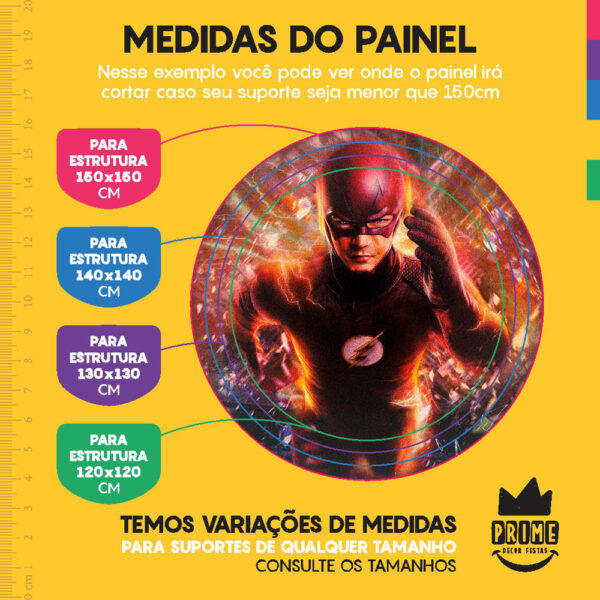 Kit Casado The Flash Painel Redondo Trio Capas Cilindro Retangular Vertical Em Tecido - Image 4
