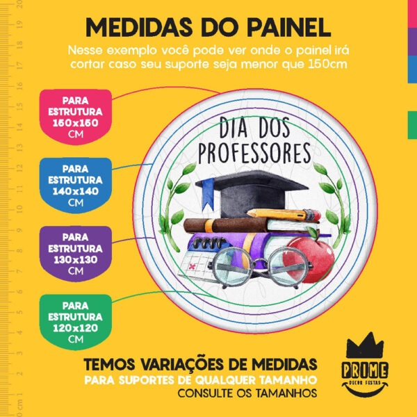 Kit Casado Dia dos Professores  Painel Redondo Trio Capas Cilindro Retangular Vertical Em Tecido - Image 4
