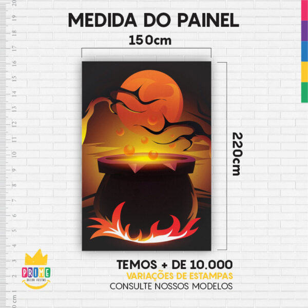 Kit Casado Halloween Painel Redondo Trio Capas Cilindro Retangular Vertical Em Tecido - Image 6