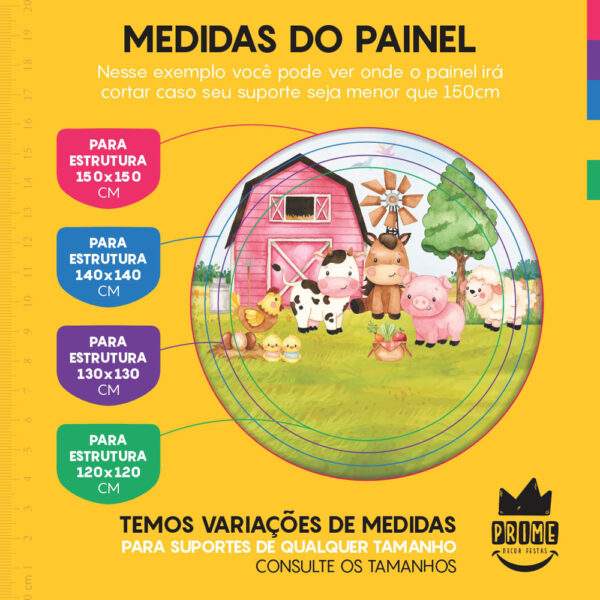 Kit Casado Fazendinha Painel Redondo Trio Capas Cilindro Retangular Vertical Em Tecido - Image 4