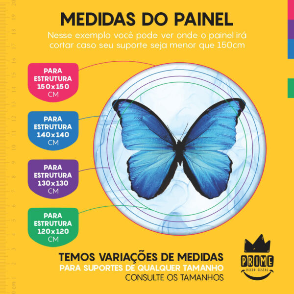 Kit Casado Borboletas Painel Redondo Trio Capas Cilindro Retangular Vertical Em Tecido - Image 4