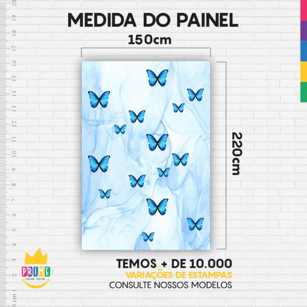 Kit Casado Borboletas Painel Redondo Trio Capas Cilindro Retangular Vertical Em Tecido - Image 6