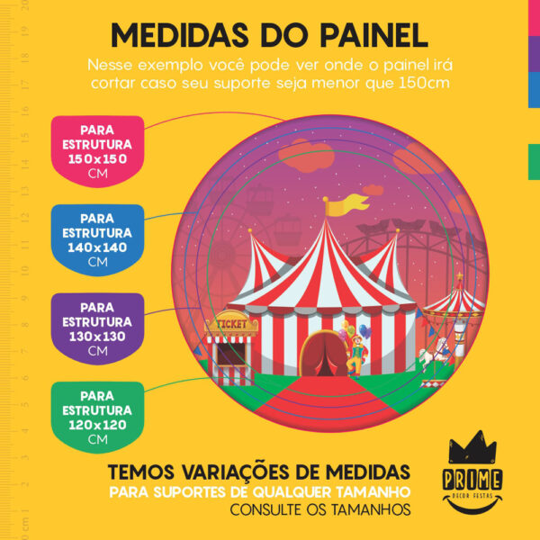 Kit Casado Circo Painel Redondo Trio Capas Cilindro Retangular Vertical Em Tecido - Image 4