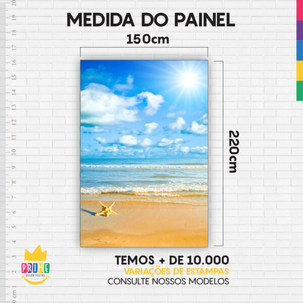 Kit Casado Praia Verão  Painel Redondo Trio Capas Cilindro Retangular Vertical Em Tecido - Image 5