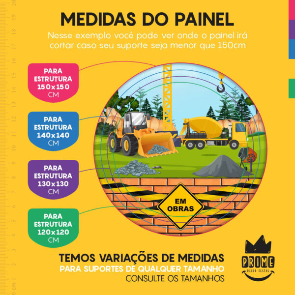 Kit Casado Construção Painel Redondo Trio Capas Cilindro Retangular Vertical Em Tecido - Image 4