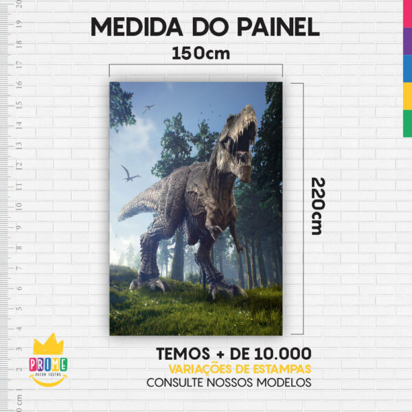 Kit Casado Jurassic World Painel Redondo Trio Capas Cilindro Retangular Vertical Em Tecido - Image 5