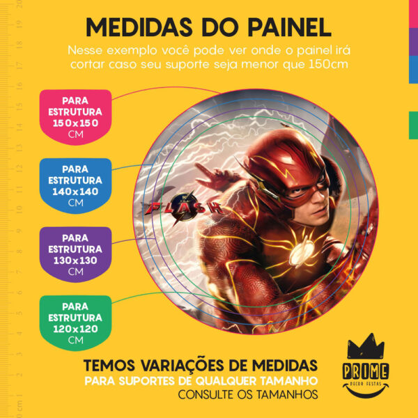 Trio Capa Cilindro + Painel Redondo 3D The Flash 1,50m Veste Fácil - Image 4