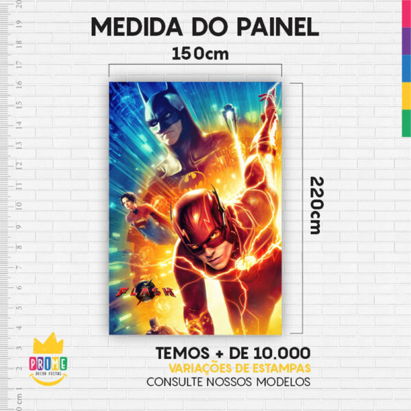 Kit Casado The Flash Painel Redondo Trio Capas Cilindro Retangular Vertical Em Tecido - Image 6