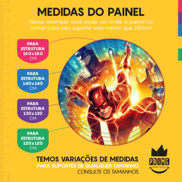 Kit Casado The Flash Painel Redondo Trio Capas Cilindro Retangular Vertical Em Tecido - Image 4