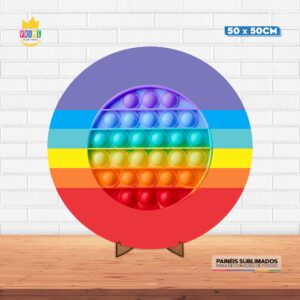 Painel Redondo 3D Pop It Fidget Tecido 50cm X 50cm Com Suporte MDF