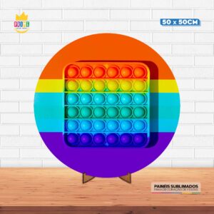 Painel Redondo 3D Pop It Fidget Tecido 50cm X 50cm Com Suporte MDF