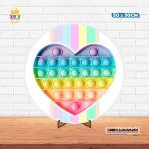 Painel Redondo 3D Pop It Fidget Tecido 50cm X 50cm Com Suporte MDF