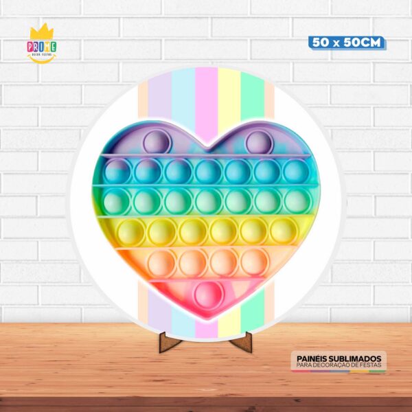 Painel Redondo 3D Pop It Fidget Tecido 50cm X 50cm Com Suporte MDF