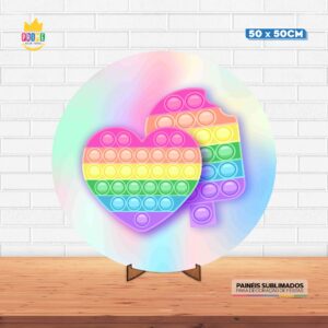Painel Redondo 3D Pop It Fidget Tecido 50cm X 50cm Com Suporte MDF