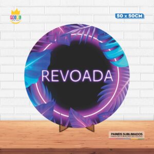 Painel Redondo 3D Revoada Tecido 50cm X 50cm Com Suporte MDF