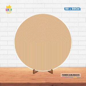 Painel Redondo 3D Ripado Tecido 50cm X 50cm Com Suporte MDF