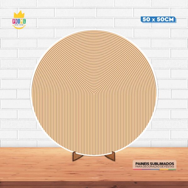 Painel Redondo 3D Ripado Tecido 50cm X 50cm Com Suporte MDF