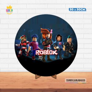 Painel Redondo 3D Roblox Tecido 50cm X 50cm Com Suporte MDF