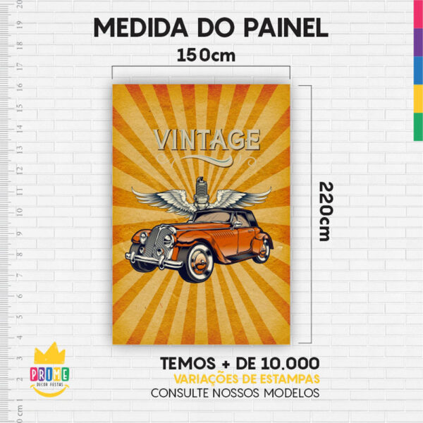 Painel de Festa Retangular 3D Carros Vintage Casadinho 1,50m x 2,20 - Image 4