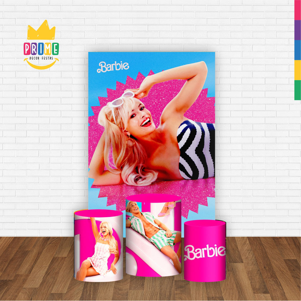 Kit Casado Barbie Trio Capa Cilindro Retangular Tecido - Imagem 2