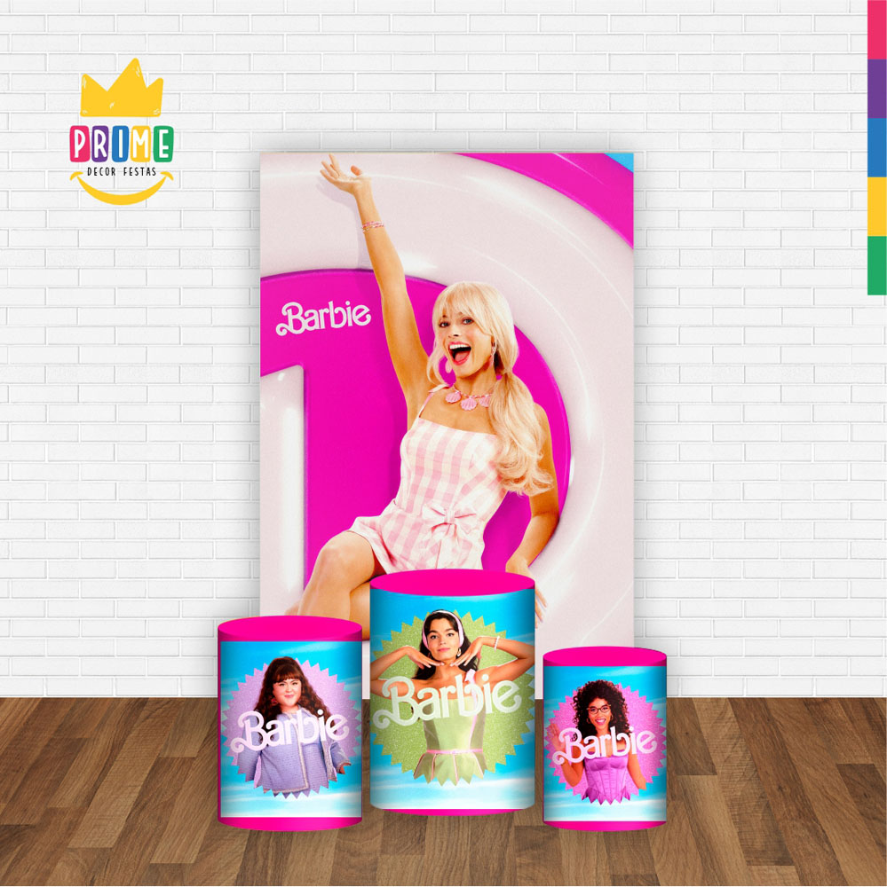 Kit Casado Barbie Trio Capa Cilindro Retangular Tecido - Imagem 2