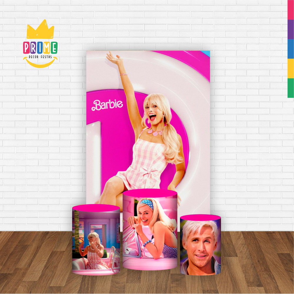 Kit Casado Barbie Trio Capa Cilindro Retangular Tecido - Imagem 2