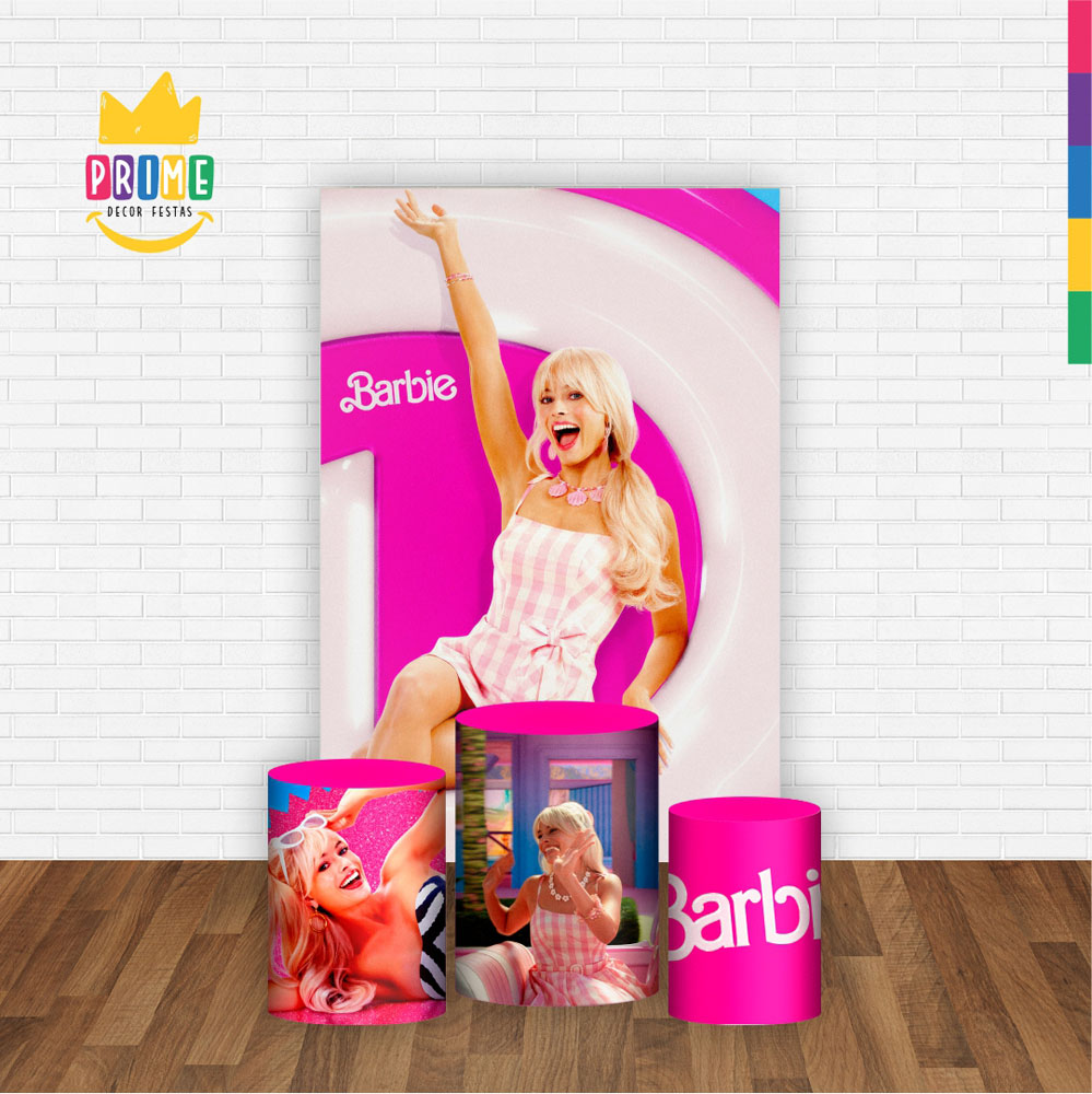 Kit Casado Barbie Trio Capa Cilindro Retangular Tecido - Imagem 2