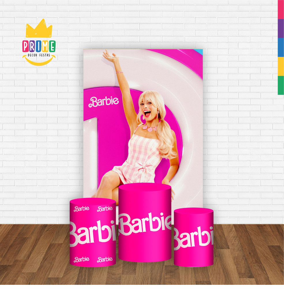 Kit Casado Barbie Trio Capa Cilindro Retangular Tecido - Imagem 2
