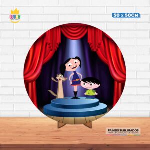 Painel Redondo 3D Show da Luna Tecido 50cm X 50cm Com Suporte MDF