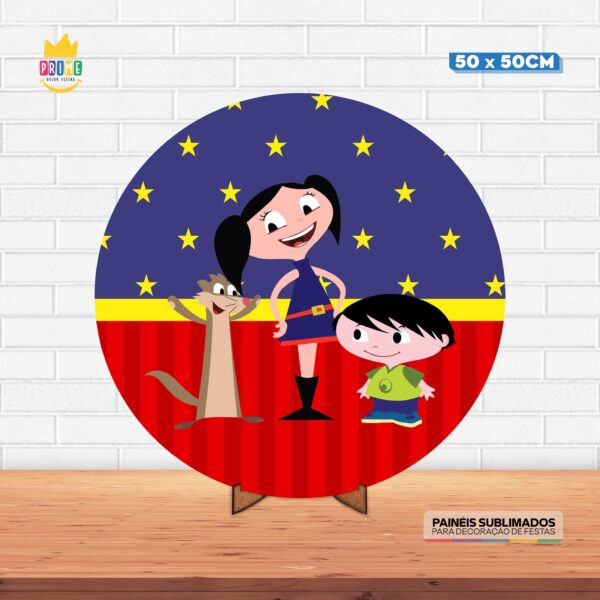 Painel Redondo 3D Show da Luna Tecido 50cm X 50cm Com Suporte MDF