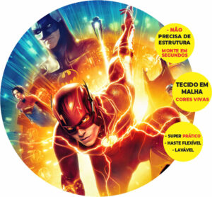 Painel Redondo 3D The Flash Abre Fácil Tecido
