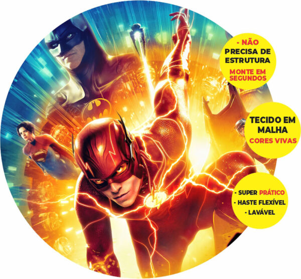 Painel Redondo 3D The Flash Abre Fácil Tecido