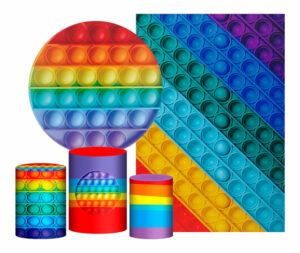 Kit Casado Pop It  Painel Redondo Trio Capas Cilindro Retangular Vertical Em Tecido