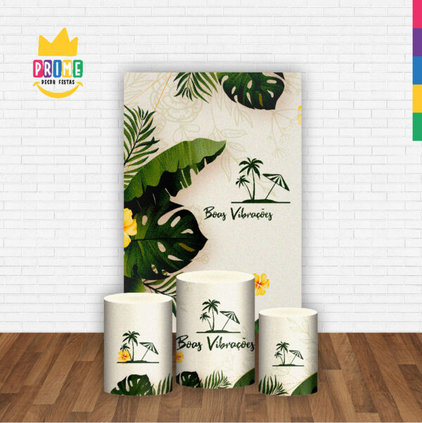 Kit Casado Tropical Trio Capa Cilindro Retangular Tecido - Image 2