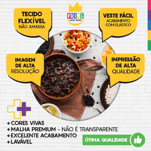 Kit Casado Feijoada Painel Redondo Trio Capas Cilindro Retangular Vertical Em Tecido - Image 4