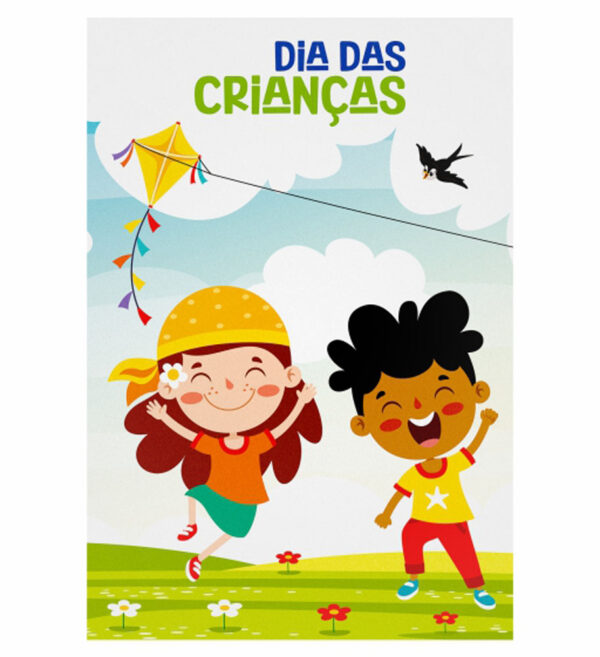Painel de Festa Retangular 3D Dia das Crianças Casadinho 1,50m x 2,20
