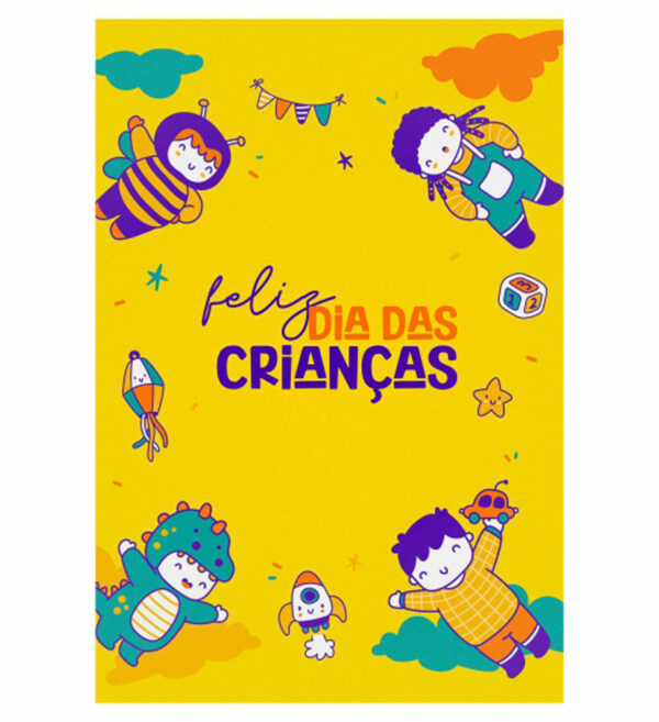 Painel de Festa Retangular 3D Dia das Crianças Casadinho 1,50m x 2,20