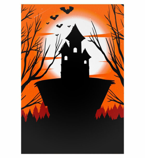 Painel de Festa Retangular 3D Halloween Casadinho 1,50m x 2,20
