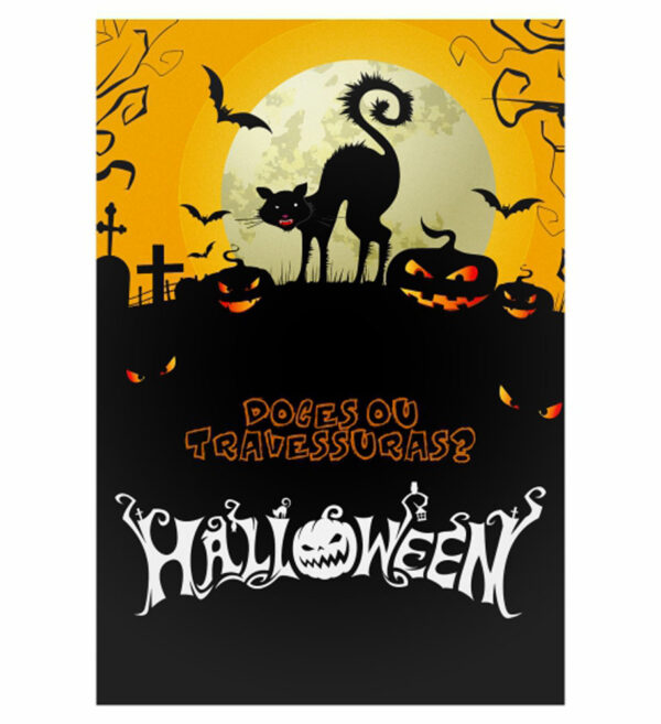 Painel de Festa Retangular 3D Halloween Casadinho 1,50m x 2,20