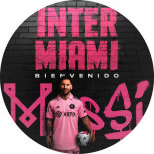 Painel Redondo 3D Inter Miami Messi Tecido Sublimado 1,50m x 1,50m