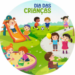 Painel Redondo 3D Dia das Crianças Tecido Sublimado 1,50m x 1,50m