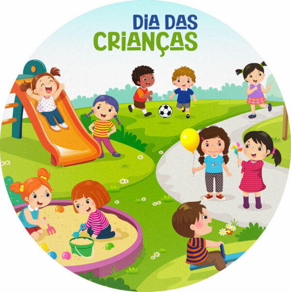 Painel Redondo 3D Dia das Crianças Tecido Sublimado 1,50m x 1,50m